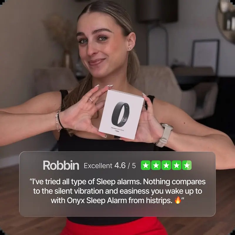 Onyx Silent Vibration Wrist-Worn Device - Portable Alarm Clock for Heavy Sleepers, Partner-Disturbance-Free, 2 Intensity Levels, up to 3 Alarms, 14+ Day Rechargeable Battery, Portable Alarm Clocks