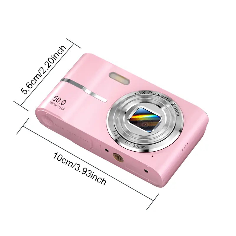 FHD 1080P Digital Camera with SD Card, 16X Digital Zoom Camera, Compact Portable Mini Camera for Teenagers Students Boys Girls, Point and Shoot Camera for Gifts, Tech Gadgets, Gift, Including Chargeable Battery, No Adapter