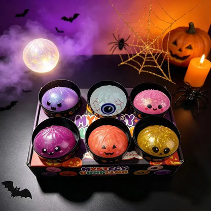 Halloween Cute Scary Ghost Maruko Mochi Squishy Toy Set - Soft Stretchy Squeeze Stress Relief Fidgets, Mini Portable Kids Sensory Item, Party Treat Bag Filler & Unique Gift