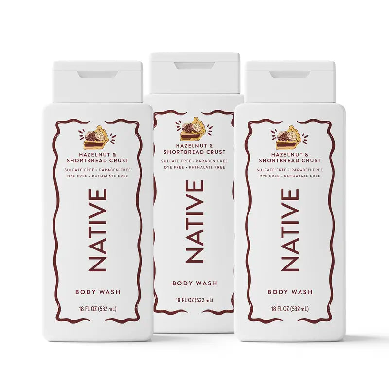 NATIVE Body Wash Discovery Trio – 3-Pack, 18 Oz, Sulfate-Free, Paraben-Free, Dye-Free, Rich Lather, Gentle Cleanse, 24HR Freshness