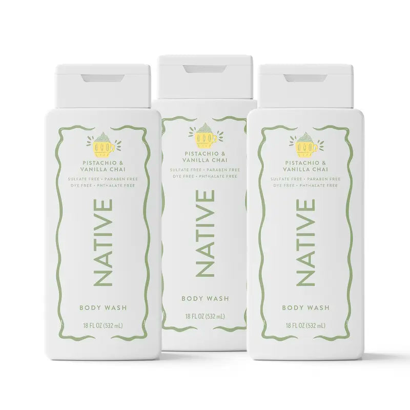 NATIVE Body Wash Discovery Trio – 3-Pack, 18 Oz, Sulfate-Free, Paraben-Free, Dye-Free, Rich Lather, Gentle Cleanse, 24HR Freshness