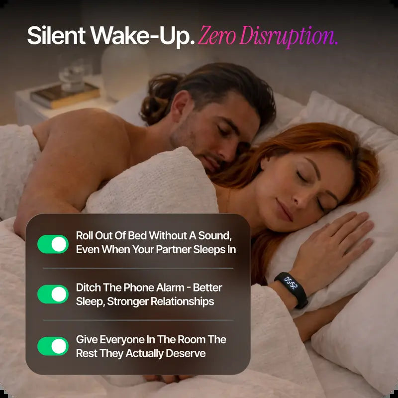 Onyx Silent Vibration Wrist-Worn Device - Portable Alarm Clock for Heavy Sleepers, Partner-Disturbance-Free, 2 Intensity Levels, up to 3 Alarms, 14+ Day Rechargeable Battery, Portable Alarm Clocks