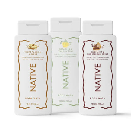 NATIVE Body Wash Discovery Trio – 3-Pack, 18 Oz, Sulfate-Free, Paraben-Free, Dye-Free, Rich Lather, Gentle Cleanse, 24HR Freshness
