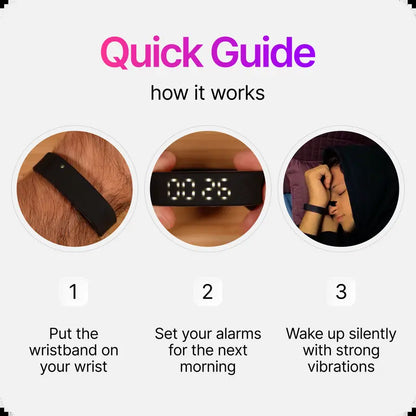Onyx Silent Vibration Wrist-Worn Device - Portable Alarm Clock for Heavy Sleepers, Partner-Disturbance-Free, 2 Intensity Levels, up to 3 Alarms, 14+ Day Rechargeable Battery, Portable Alarm Clocks