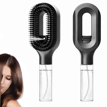 2 in 1 Scalp Massage Air Cushion Comb Built in Spray Bottle, 50Ml Water Storage Compartment, Manual Spray Comb, Hair Styling Tools, Anti-Frizzy Open-Knot Comb for Wet Dry Hair, Suitable for Curly, Wavy and Straight Hair, Anti-Knot Hairbrush Comb