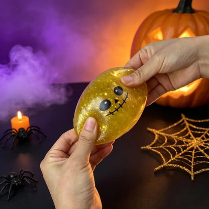 Halloween Cute Scary Ghost Maruko Mochi Squishy Toy Set - Soft Stretchy Squeeze Stress Relief Fidgets, Mini Portable Kids Sensory Item, Party Treat Bag Filler & Unique Gift
