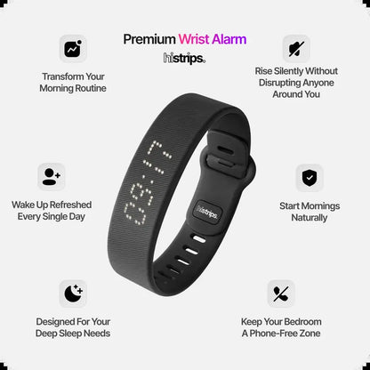 Onyx Silent Vibration Wrist-Worn Device - Portable Alarm Clock for Heavy Sleepers, Partner-Disturbance-Free, 2 Intensity Levels, up to 3 Alarms, 14+ Day Rechargeable Battery, Portable Alarm Clocks