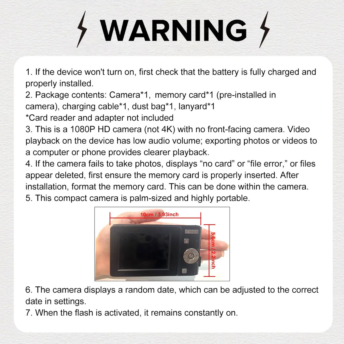 FHD 1080P Digital Camera with SD Card, 16X Digital Zoom Camera, Compact Portable Mini Camera for Teenagers Students Boys Girls, Point and Shoot Camera for Gifts, Tech Gadgets, Gift, Including Chargeable Battery, No Adapter